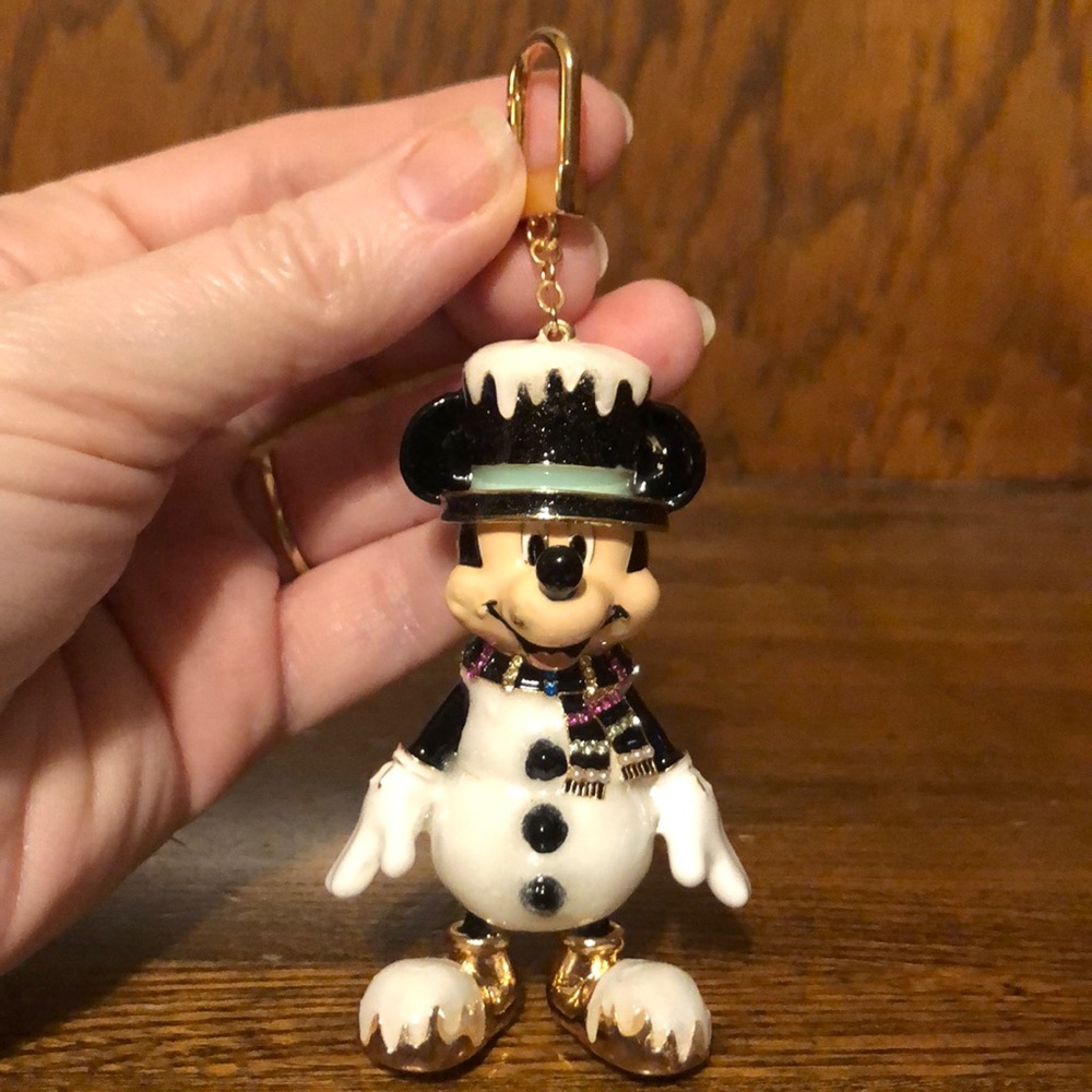 NIB-Disney x BaubleBar-Mickey Mouse Snowman ⛄️ Glitter 3D Bag Charm-$78